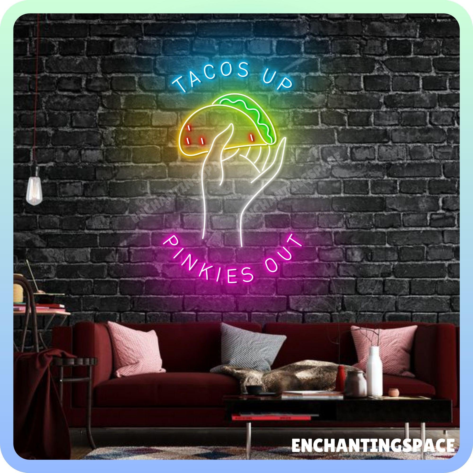 タコスネオンライト、ミニマリストなタコスLEDウォールアート
