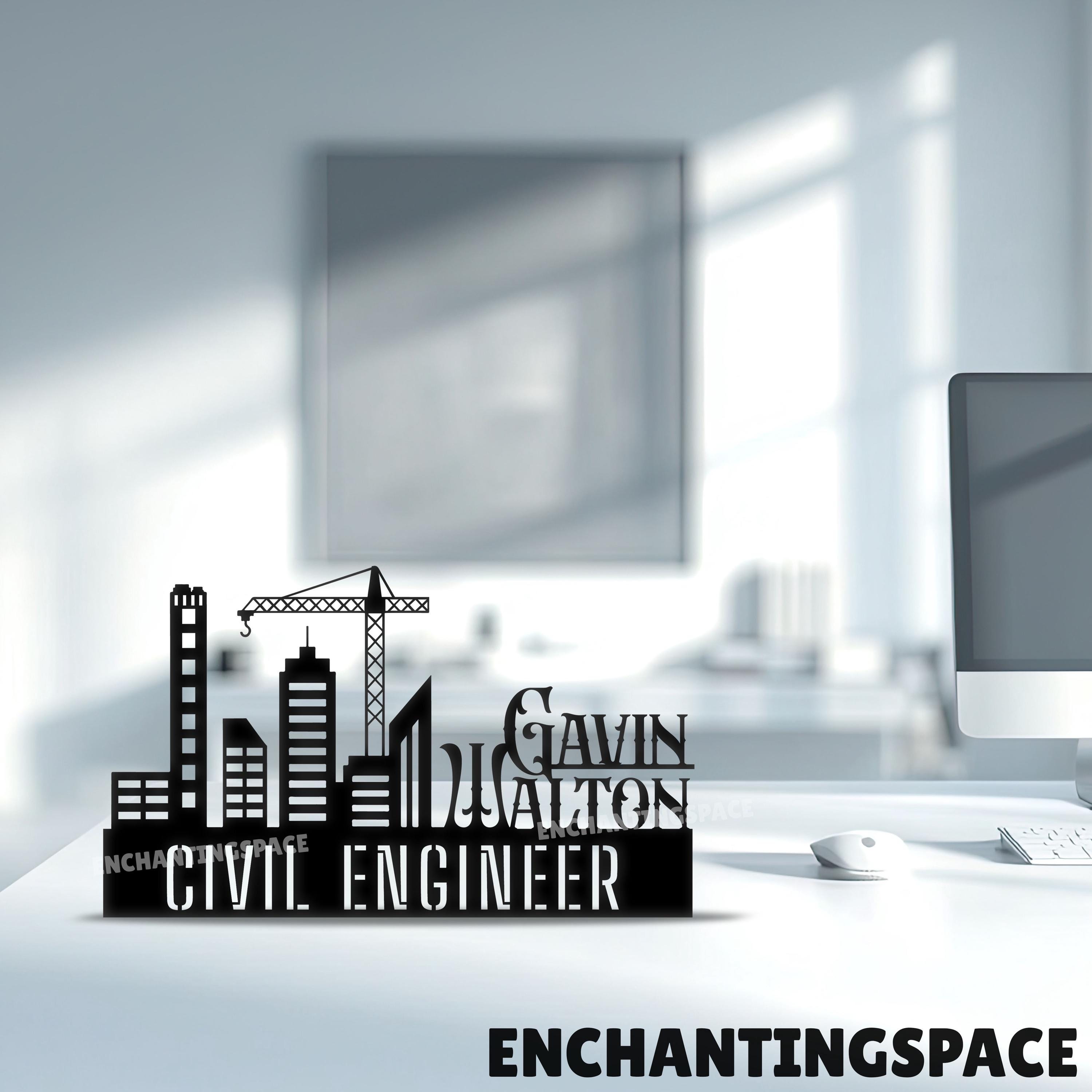 Custom Engineer Wooden Desk Name Plate, Metal Name Plate for Office or ...