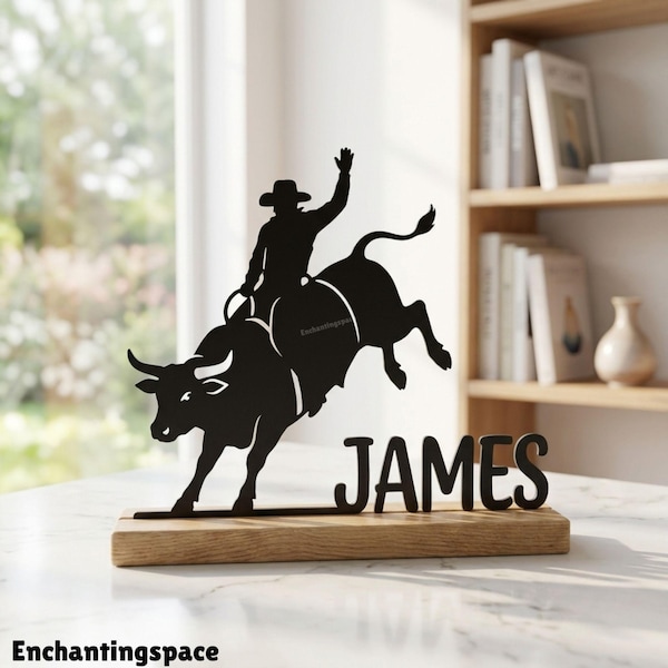 Custom Rodeo Metal Table Decor, Personalized Cowboy Name Sign, Western Home Desk Display