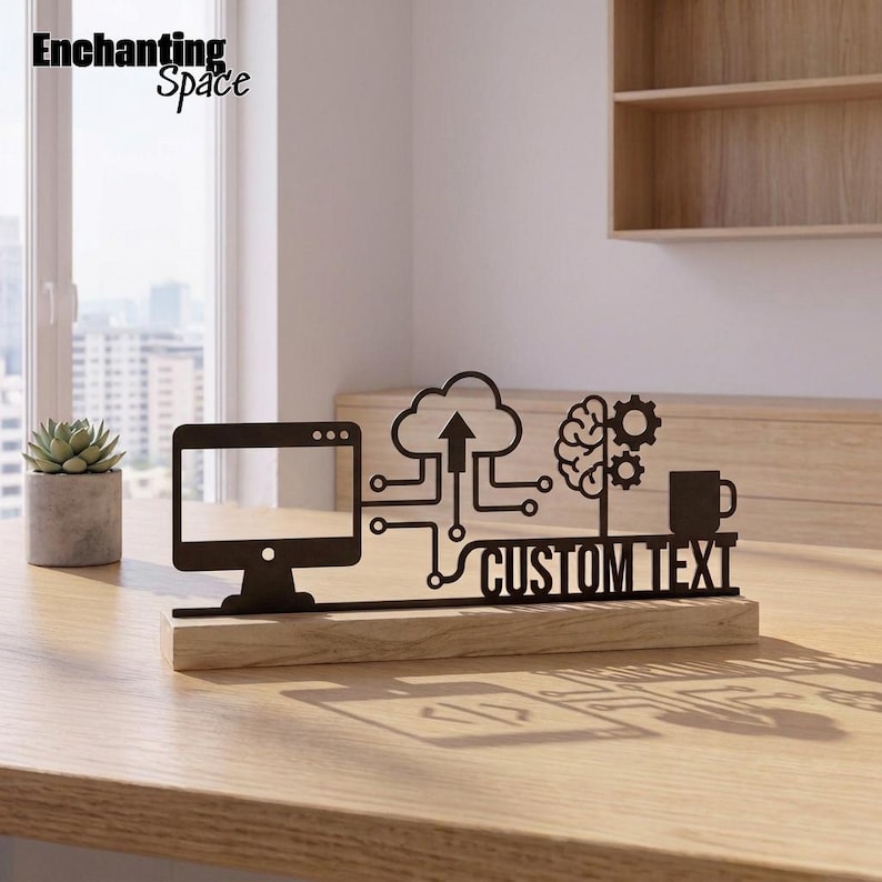 Decorazione da tavolo in metallo personalizzata per sviluppatori di software, arte da scrivania personalizzata per programmatori, regalo per sviluppatori tecnologici immagine 1