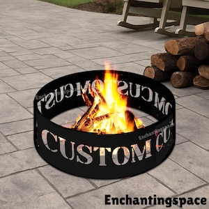Custom Name Fire Pit Ring, Personalized Metal Campfire Ring, Outdoor Yard Decor for Family Gatherings, Gift for Backyard BBQ Lovers