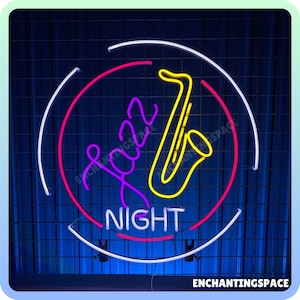 Jazz Night Neon Sign, Jazz Neon Wall Art, Custom Open Sign For Jazz Night Club Wall Art, Jazz Music Club Decor, Saxophone Music Neon Light