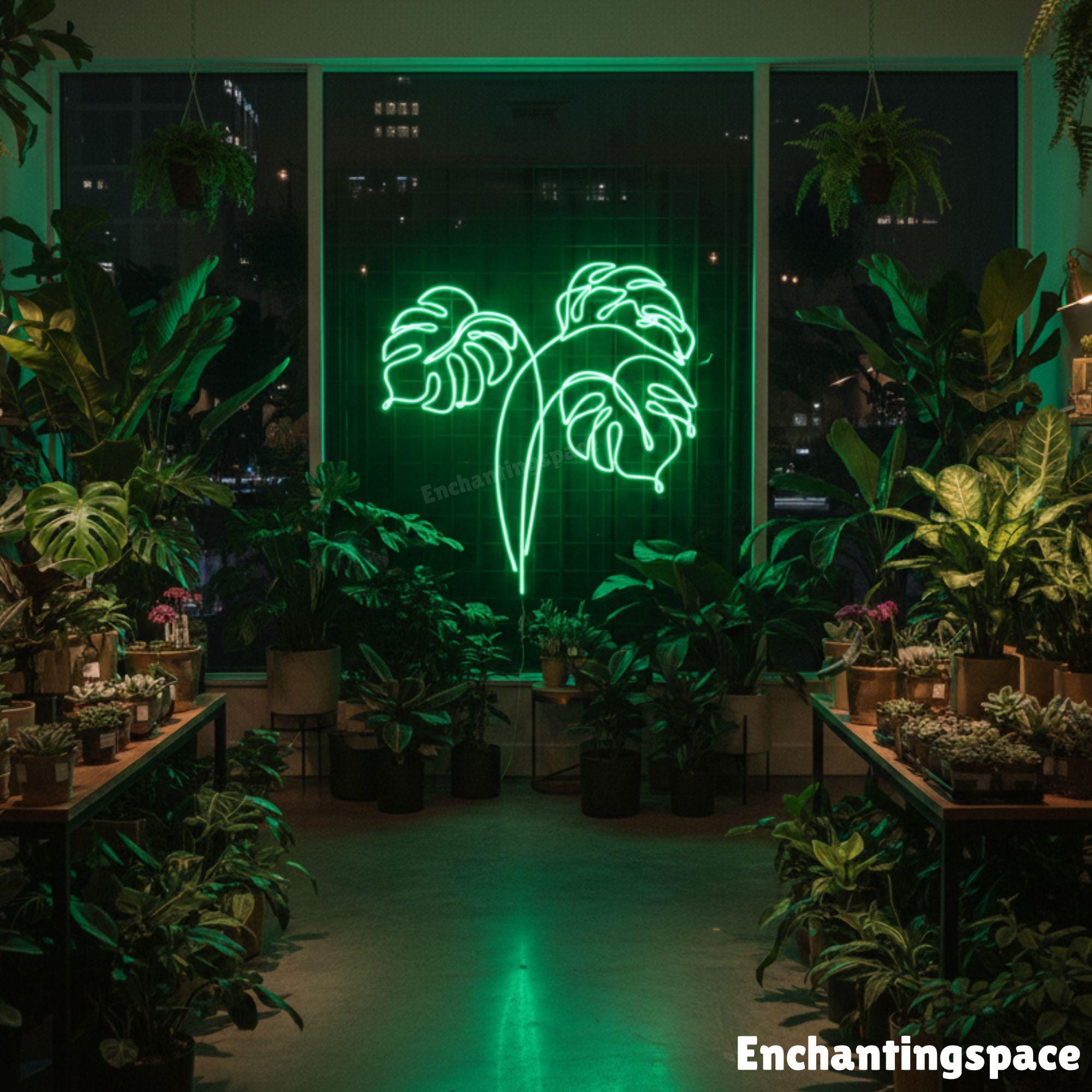 Monstera Leaf Neon Sign, Custom Monstera Tropical Leaf Led Wall
