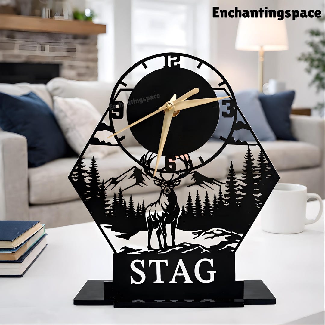 Deer Metal Desk Clock, Custom Table Clock for Man Cave, Lodge or ...