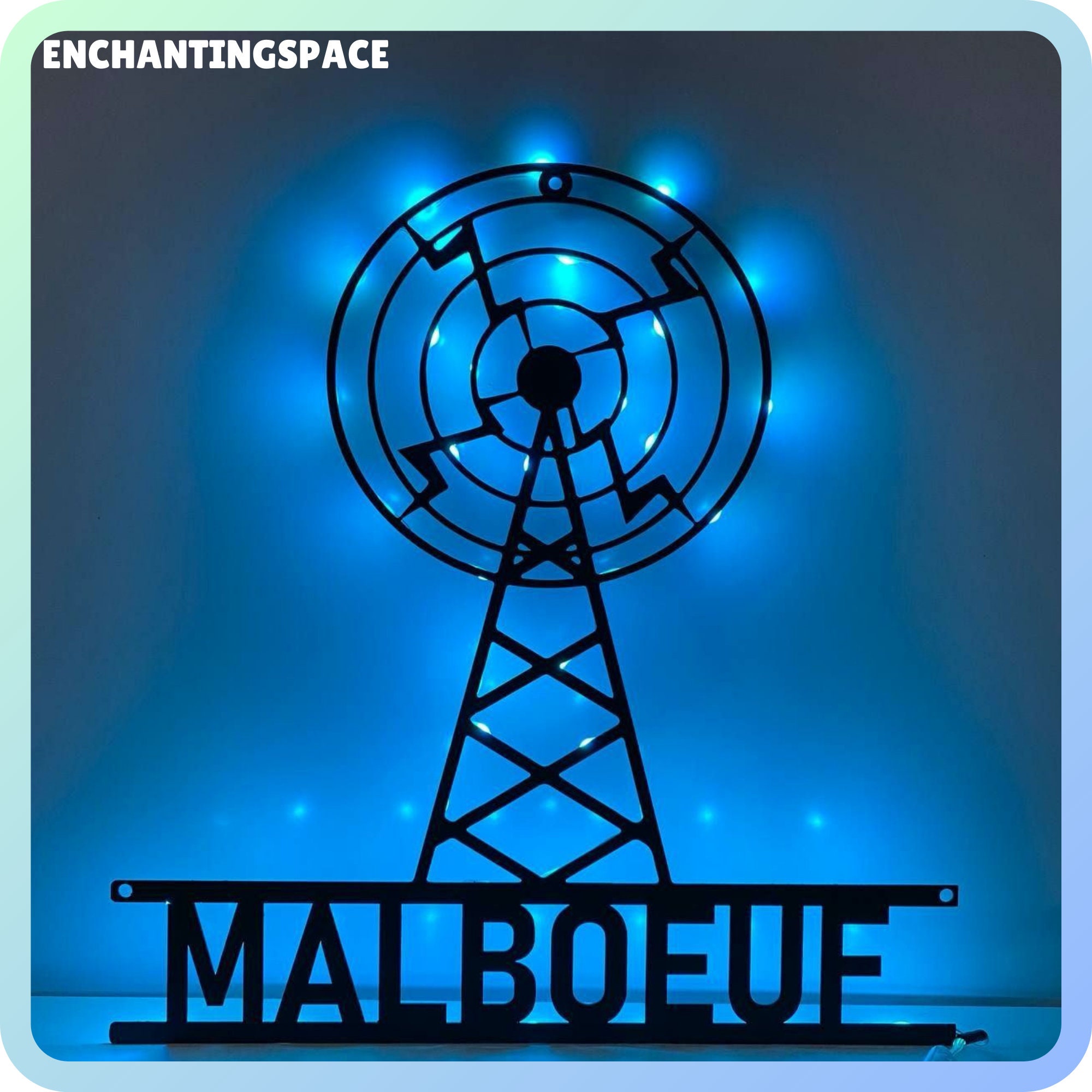 Luce a LED personalizzata per arte della parete in metallo con torre per radioamatori, decorazione per insegna a LED personalizzata per sala radioamatori, decorazione da parete per insegna con nome a LED per radioamatori