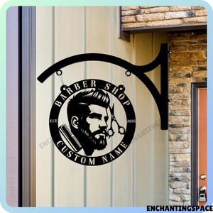 Customize Barber Shop Metal Hanging Sign, Man Hair Salon Store Front Sign, Barber Business Blade Sign, Hair Salon Beauty Metal Outdoor Sign