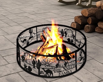 Aangepaste woestijn vuurplaats ring voor camping, terras, achtertuin, tuindecor, metalen vuurplaats, houtgestookte vuurring, cadeau voor hem en vader
