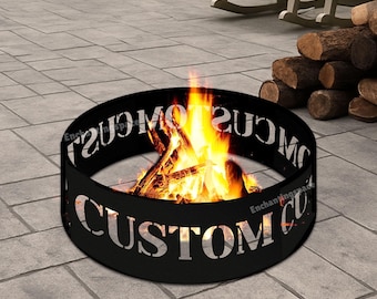 Aangepaste naam vuurplaatsring, gepersonaliseerde metalen kampvuurring, buitentuindecor voor familiebijeenkomsten, cadeau voor achtertuin BBQ-liefhebbers