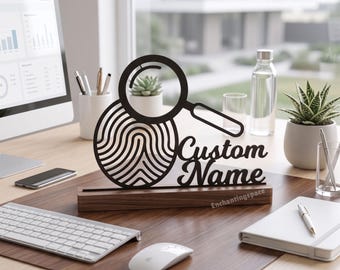 Targhetta in metallo per investigatore forense, decorazione personalizzata con impronte digitali per ufficio del detective, regalo per criminologia.