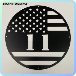 Customized American Flag Metal House Number, USA Flag House Number Address Plaque, Personalized Home Metal Number Sign, Outdoor Home Number
