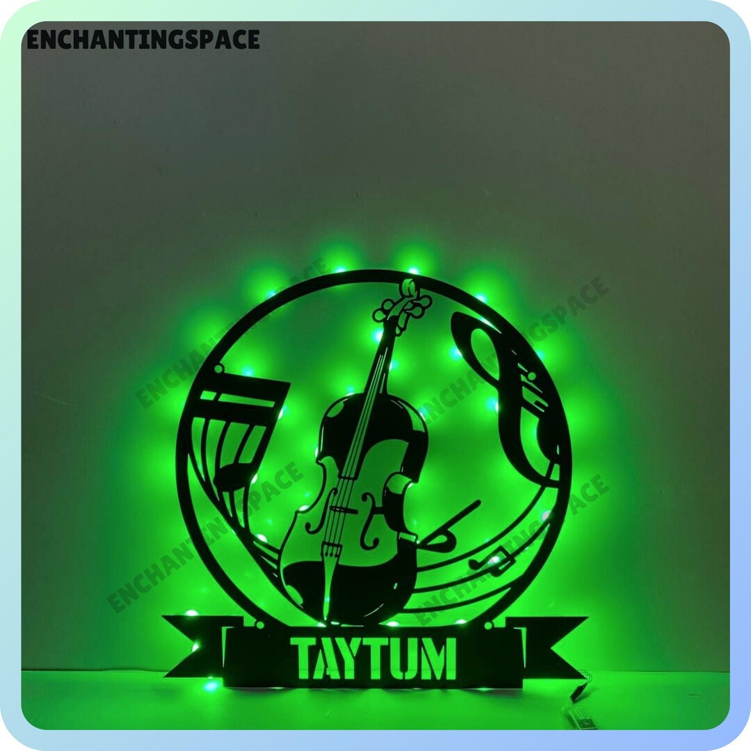 Customized Cello Musical Instrument Metal Wall Art LED Light, Music ...