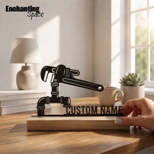 Custom Plumber Metal Table Decor, Personalized Unique Desk Art, Office Decor Gift