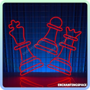 Chess Neon Sign, Chess Pieces Led Sign, Custom Playing Chess Club Wall Sign, Chess Room Light Wall Art, Game Club Light Sign Wall Decor