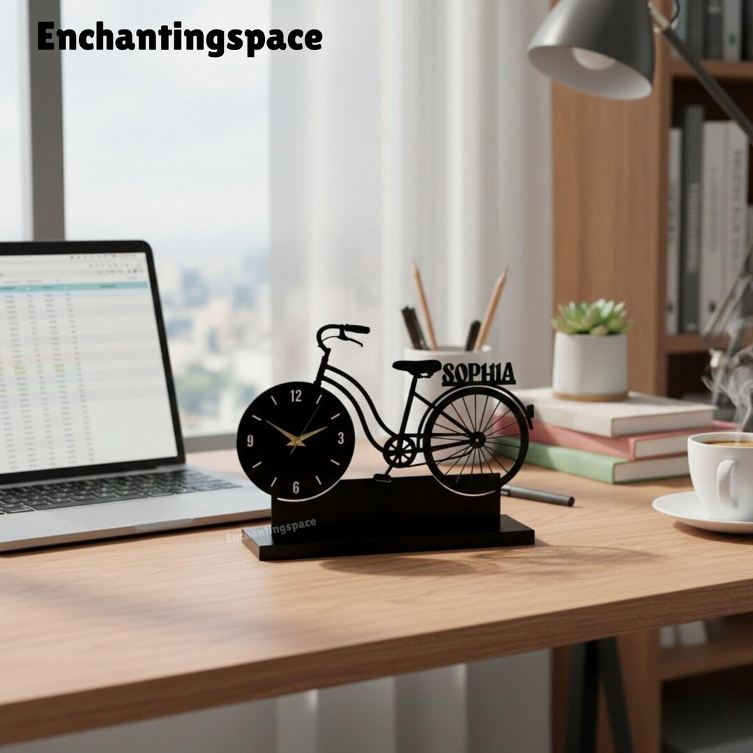 Personalized Cycling Desk Clock, Bicycle Metal Table Clock for Office ...