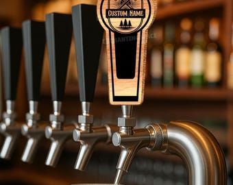 Tirador de cerveza de leñador personalizado, mango de pizarra artesanal, regalo de madera grabado con láser para la decoración del bar del hogar, grifo de cerveza de madera personalizado.