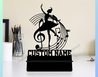 Soporte de teléfono de metal personalizado con bailarina de ballet, soporte de teléfono con nombre de bailarina para escritorio, soporte de escritorio para teléfono celular de metal bailando