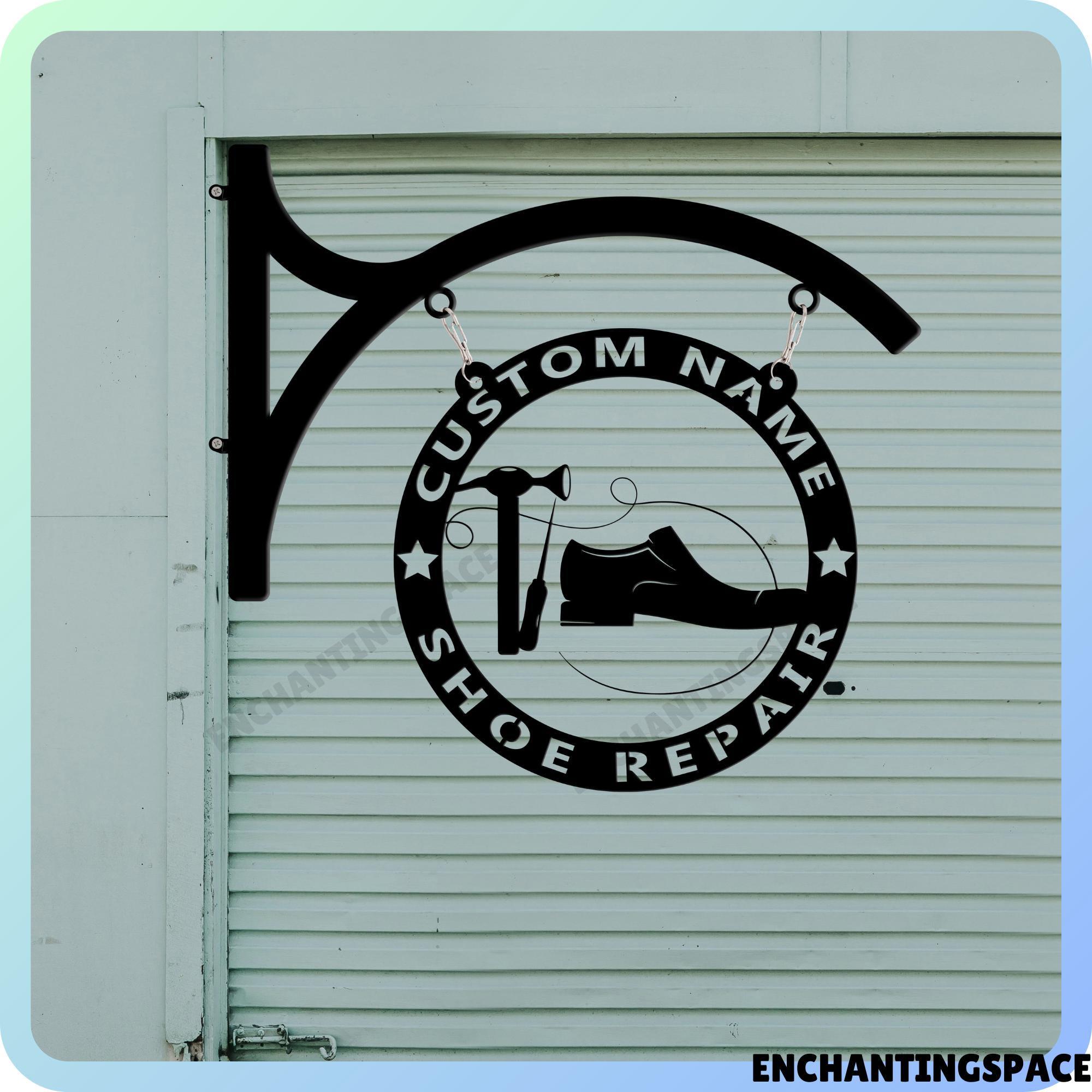 Customize Shoe Repair Metal Hanging Sign, Shoe Repair Shop Name
