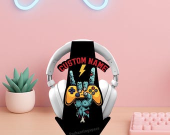 Custom Game Controller Headphone Stand, Personalized Metal Headset Holder with Acrylic Base, Gaming Desk Decor, Unique Gaming Gift
