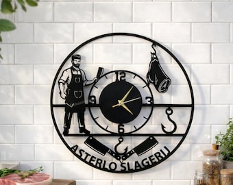 Aangepaste slager metalen wandklok decor, slagerij wandbord, cadeau voor eigenaren van een vleeswinkel