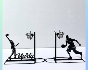 Customized Basketball Metal Bookends, Basketball Bookend, Sport Book Stand Metal Art, Metal Desk Decor, Basketball Player Bookshelf Decor