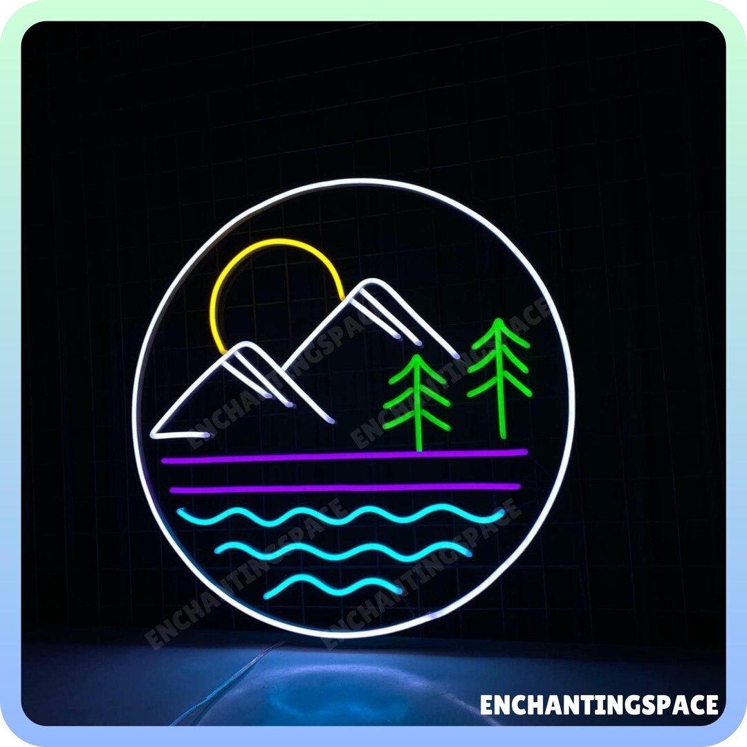 Nature Landscape Neon Sign, Mountain Led Sign, Beach Mountain View ...