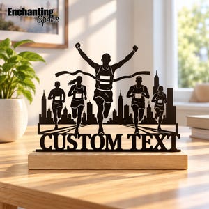 Custom Marathon Metal Table Decor, Personalized Runner Desk Art, Finisher Athlete Gift