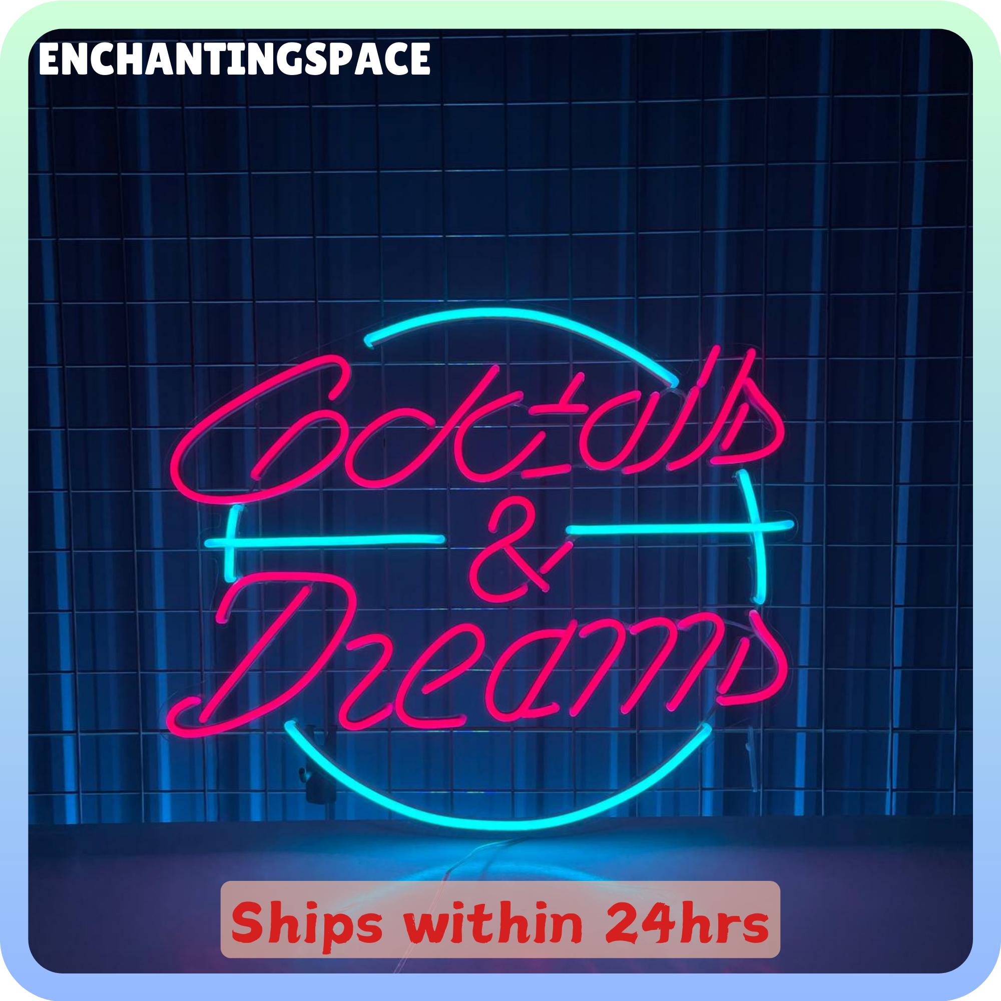 カクテル＆ドリームネオンサイン、カクテルドリームLEDサイン、バーの