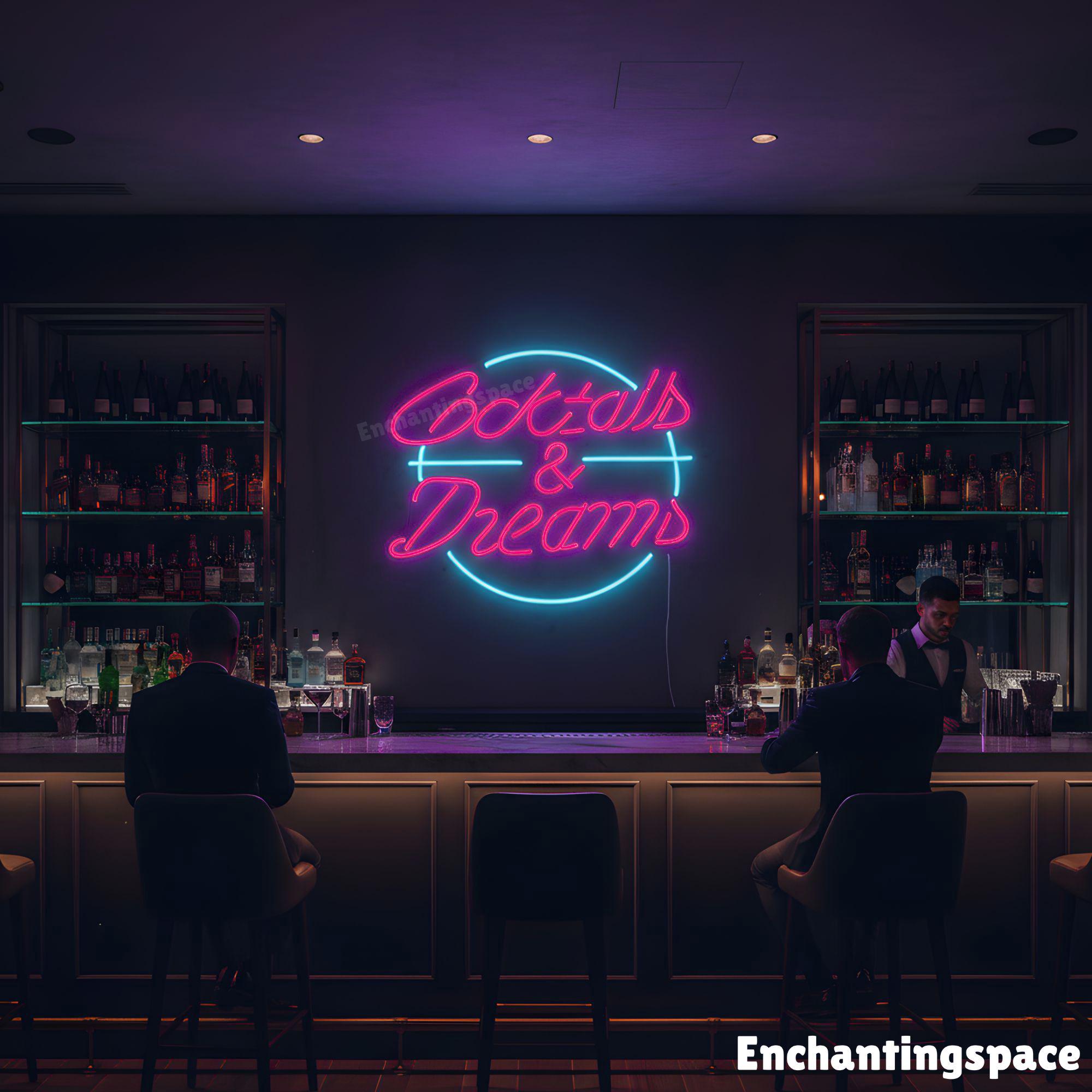 カクテル＆ドリームネオンサイン、カクテルドリームLEDサイン、バーの