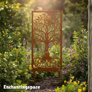 Tree of Life Steel Garden Panel – Rustic Outdoor Metal Art, Farmhouse Yard Screen
