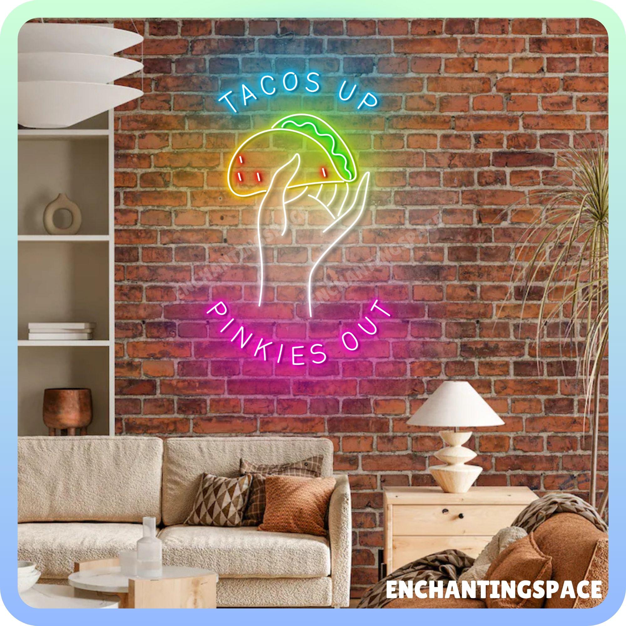 タコスネオンライト、ミニマリストなタコスLEDウォールアート