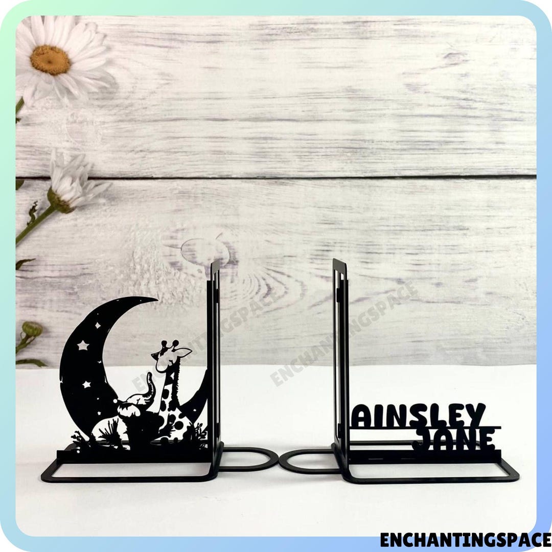 Custom Zoo Animal Metal Bookends, Elephant Name Bookend, Animal Metal ...