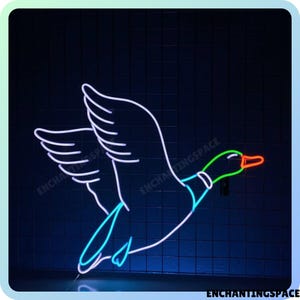 Insegna al neon di Germano reale, insegna luminosa a LED di Germano reale, insegna luminosa al neon di anatra, insegna luminosa a LED di anatra per la decorazione della cameretta dei bambini, insegna luminosa a LED di anatra volante