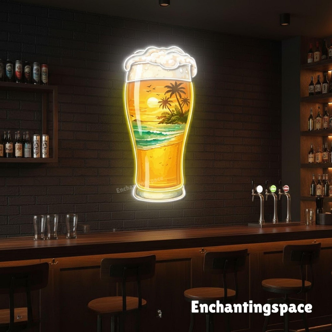 Tropical Beer Neon Sign, LED Wall Light for Pub, Bar Counter, Man Cave ...