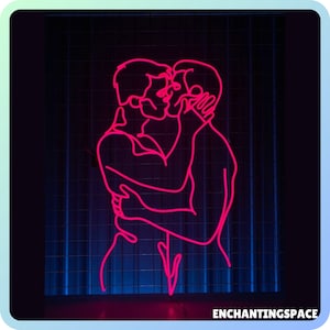 Kissing Man Neon Sign, LGBT Led Light Sign, Custom Neon Sign, Pride Month Light Up Wall Art, Bedroom Wall Decor, Couple Light Decor