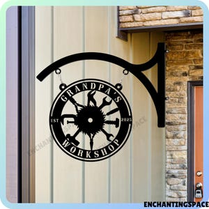 Personalisierte Werkstatt Metallschild zum Aufhängen, Garage Name Store Frontschild, Reparatur-Werkzeugblattschild, Mechanikerwerkstatt Metallschild für den Außenbereich