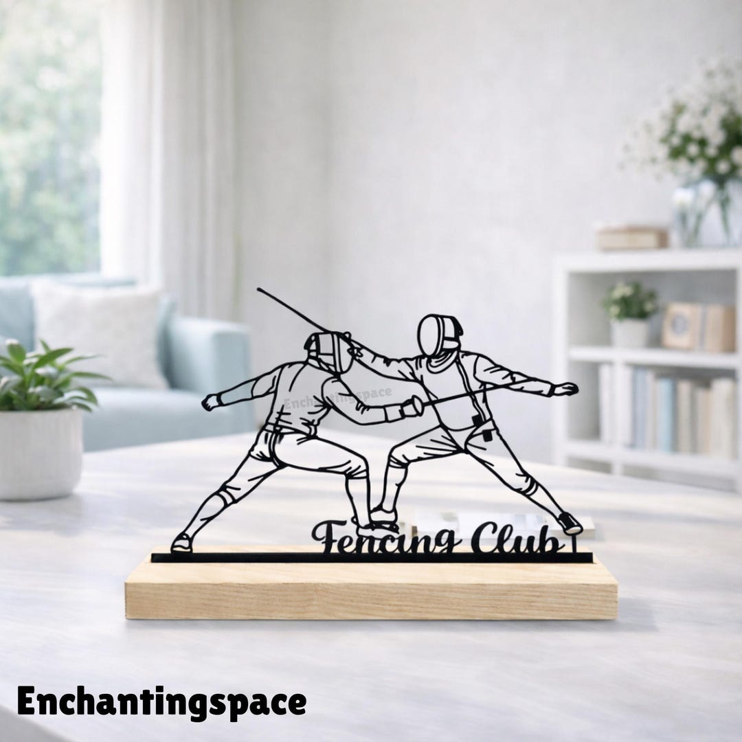 Custom Sword Fencing Metal Table Decor, Minimalist Sports Line Art for ...