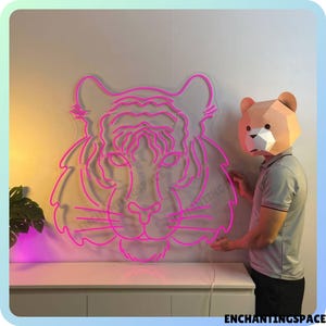 Tiger Head Neon Sign, Tiger Line Led Sign, Custom Tiger Wild Animal Led Sign For Wall Decor, Tiger Wall Art Light, Tiger Lover Gifts