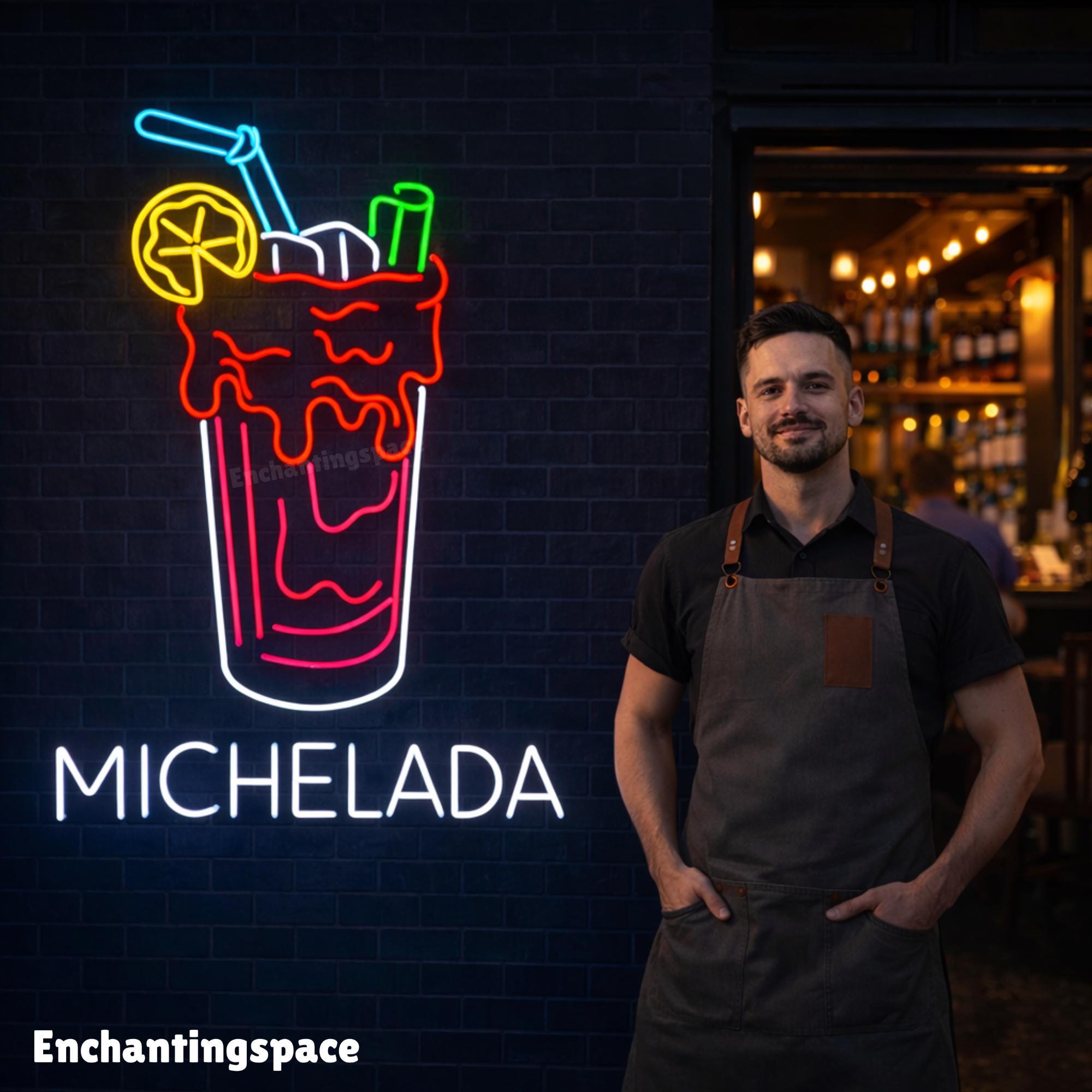 Spicy Cocktail Neon Sign, LED Wall Light for Mexican Bar, Pub or