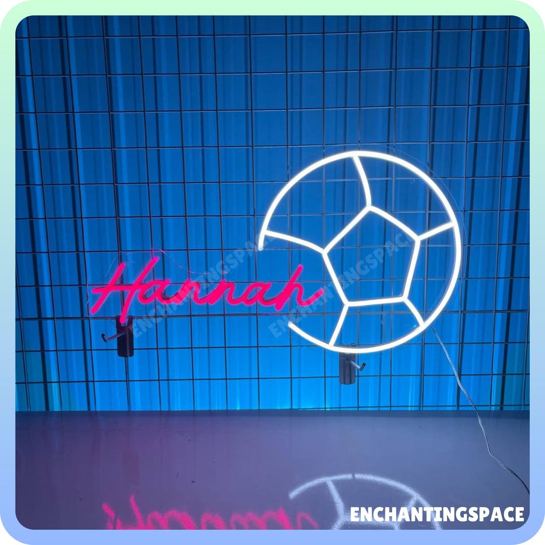 Soccer Ball Neon Sign, Soccer Led Light, Custom Football Sign Wall Art ...