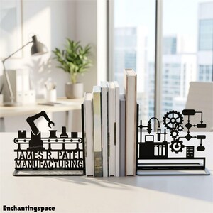 Gepersonaliseerde metalen boekensteunen, op maat gemaakte kantoorstandaard voor automatiseringstechnologie