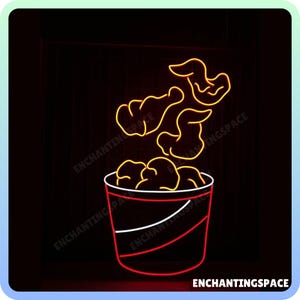 Chicken Fried Neon Sign, Chicken Fries Led Light For Restaurant Decor, Street Food Store Neon Wall Art, Chicken Fried Fast Food Led Sign