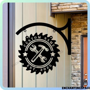 Customize Repair Tools Metal Hanging Sign, Repair Mechanic Blade Sign, Outdoor Hanging Garage Logo Name Sign, Workshop Store Front Sign