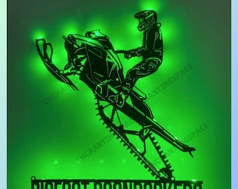 Customized Snowmobile Wall Art LED Light, Personalized Winter Sport Name Sign Decoration, Ski-Doo Snowmobile LED Metal Light Wall Home Decor