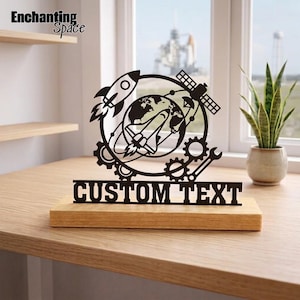 Custom Aerospace Metal Table Decor, Personalized Rocket Engineer Desk Art, Space Lover Gift