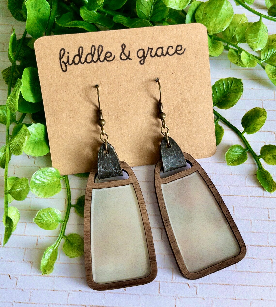 Earrings Wood Earrings Wood and Acrylic Earrings Wood Etsy