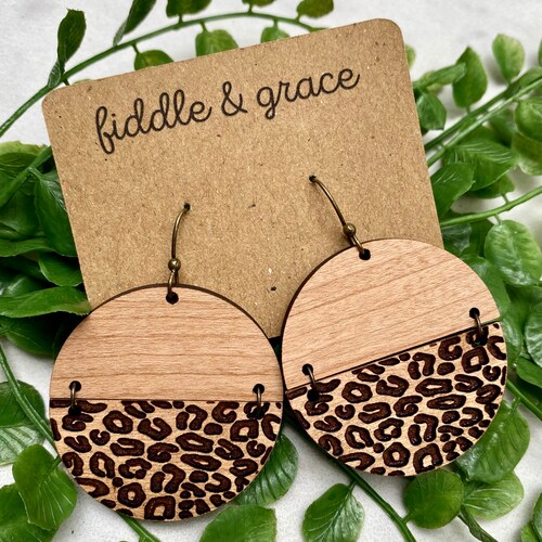 Leopard Earrings Earrings Leopard Print Earrings Wood Etsy
