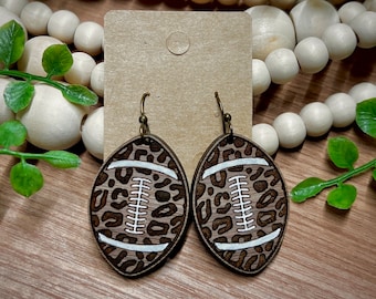 Leopard Print Football Earrings