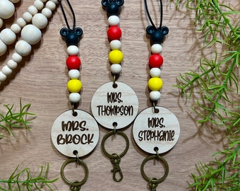 Teacher Mouse Ear Ears Lanyard