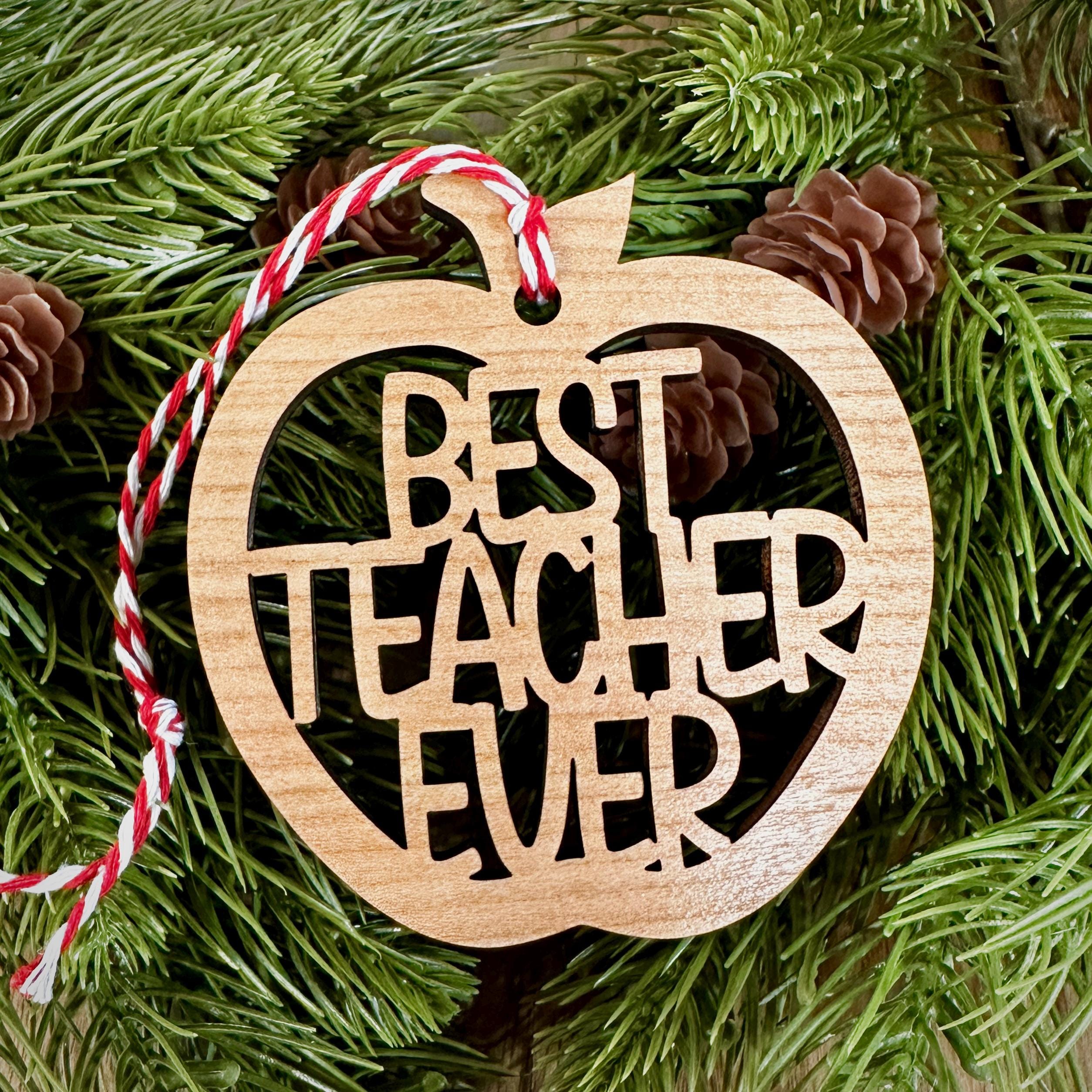 Apple Cutout Best Teacher Ever Ornament view 1