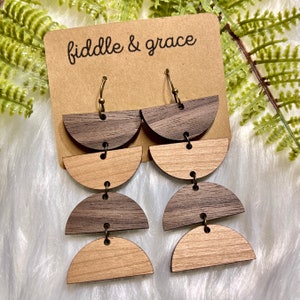 Earrings | Dangle Earrings | BOHO Earrings | Geometric Earrings | Wood Earrings | Wooden Earrings | Statement Earrings